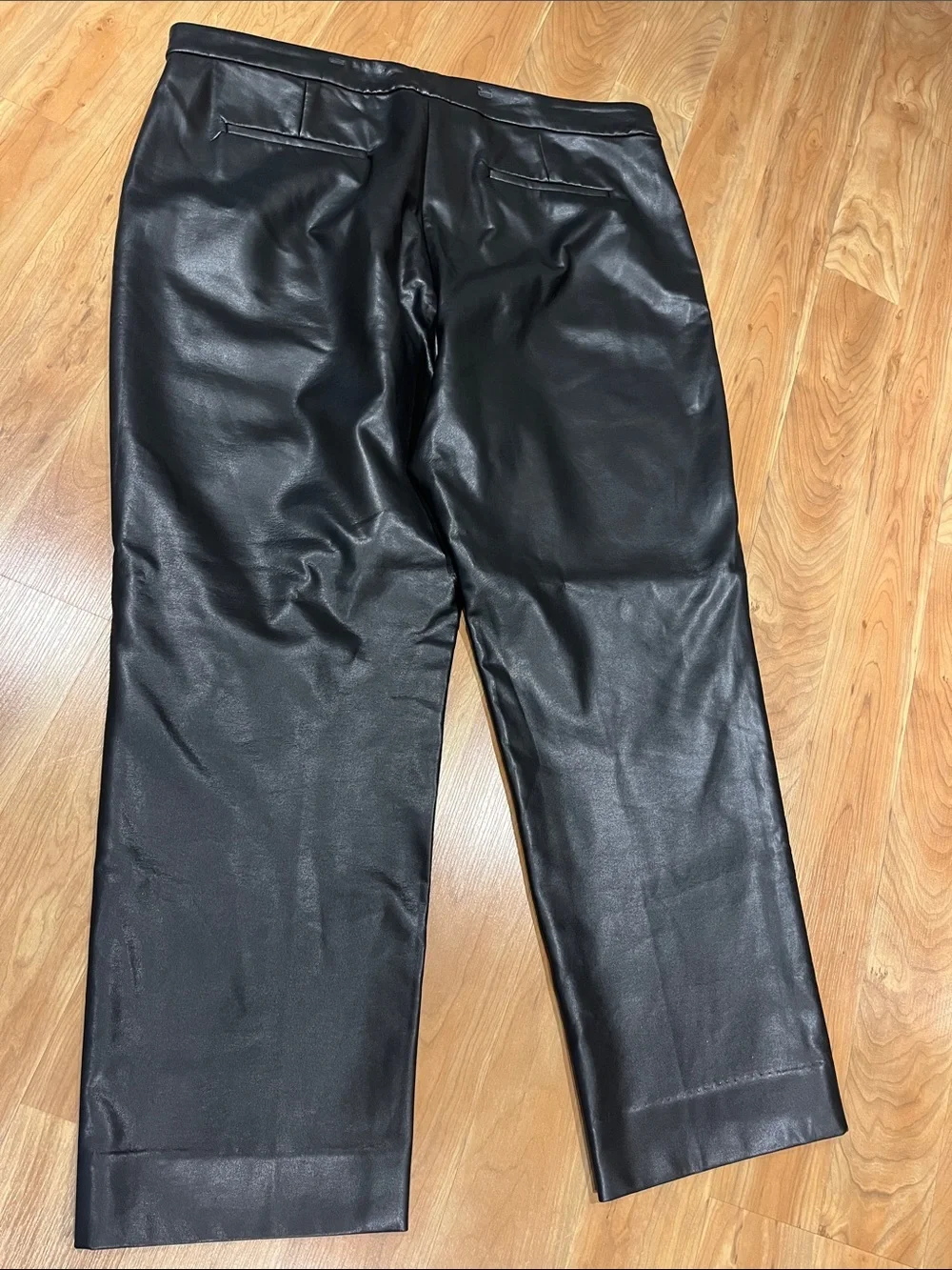 J. Crew Kate BU141 Black Faux Leather ankle Straight-Leg Pants size 16